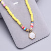 Polymer Clay beads Chain Bohemian Necklace Soft Pottery Choker stainless steel Golden Pendant Colorful Handmade for Women Gift