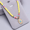 Polymer Clay beads Chain Bohemian Necklace Soft Pottery Choker stainless steel Golden Pendant Colorful Handmade for Women Gift