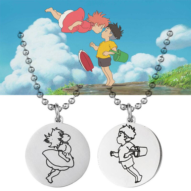 Ponyo on the Cliff ,Ponyo Sosuke Necklace Stainless Steel Pendants Necklaces Women Men Couple Accessories Lover Gifts