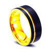 Popular 8mm Tungsten Carbide Steel noble gold black double groove ring. The charm of men.  trend engagement accessories.
