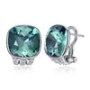 Popular 925 Sterling Silver 5 Colors Square Cubic Zirconia Stone Austria Crystal Classic Clip Earring Women Jewelry brinco