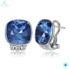Popular 925 Sterling Silver 5 Colors Square Cubic Zirconia Stone Austria Crystal Classic Clip Earring Women Jewelry brinco