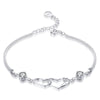 Popular 925 Sterling Silver Simple Heart To Heart Bracelet Zircon Clavicular Chain 925 Silver Bangles For Women Jewelry