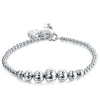 Popular 925 Sterling Silver Simple Silver Beads Longevity Lock Bracelet 925 Silver Bangles For Women High Quality Jewelry