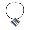 Popular Black Woven Leather Necklace Multicolor Splicing Manual Square Pendant Fashionable Magnet Buckle Jewelry Sale