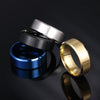 Popular Charm 8mm Matte Stainless Steel Men's Ring Simple  Jewelry Black Blue Gold