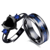 Popular Couple Romantic Couple Ring  Jewelry Anniversary Wedding Black Heart Cubic Zirconia Ring Set Lover Gift