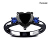 Popular Couple Romantic Couple Ring  Jewelry Anniversary Wedding Black Heart Cubic Zirconia Ring Set Lover Gift