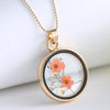 Popular Dried Flower Necklaces Korean Womens Long Gold Beads Chain Colorful Round Pendant Necklace Jewelry For Girls