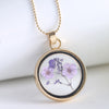 Popular Dried Flower Necklaces Korean Womens Long Gold Beads Chain Colorful Round Pendant Necklace Jewelry For Girls