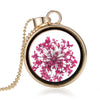 Popular Dried Flower Necklaces Korean Womens Long Gold Beads Chain Colorful Round Pendant Necklace Jewelry For Girls
