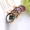 Popular Dried Flower Necklaces Korean Womens Long Gold Beads Chain Colorful Round Pendant Necklace Jewelry For Girls