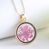Popular Dried Flower Necklaces Korean Womens Long Gold Beads Chain Colorful Round Pendant Necklace Jewelry For Girls