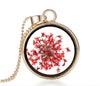 Popular Dried Flower Necklaces Korean Womens Long Gold Beads Chain Colorful Round Pendant Necklace Jewelry For Girls