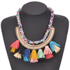 Popular Ethnic Necklace Bohemia Colorful Velvet Tassel Pendant Choker Neck Boho Collar Silk Thread Rope Chain Necklace for Women