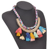 Popular Ethnic Necklace Bohemia Colorful Velvet Tassel Pendant Choker Neck Boho Collar Silk Thread Rope Chain Necklace for Women