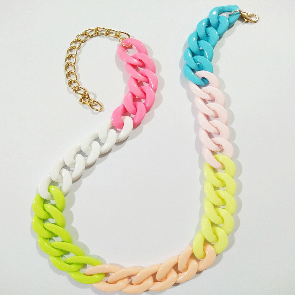 Popular Jewelry Accessories Acrylic Colorful Hip Hop Statement Unisex Choker Necklace 2021 Trend for Party Gift