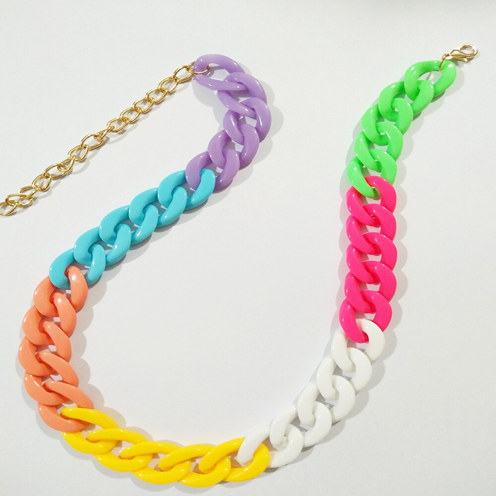 Popular Jewelry Accessories Acrylic Colorful Hip Hop Statement Unisex Choker Necklace 2021 Trend for Party Gift