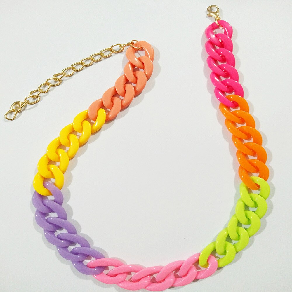 Popular Jewelry Accessories Acrylic Colorful Hip Hop Statement Unisex Choker Necklace 2021 Trend for Party Gift