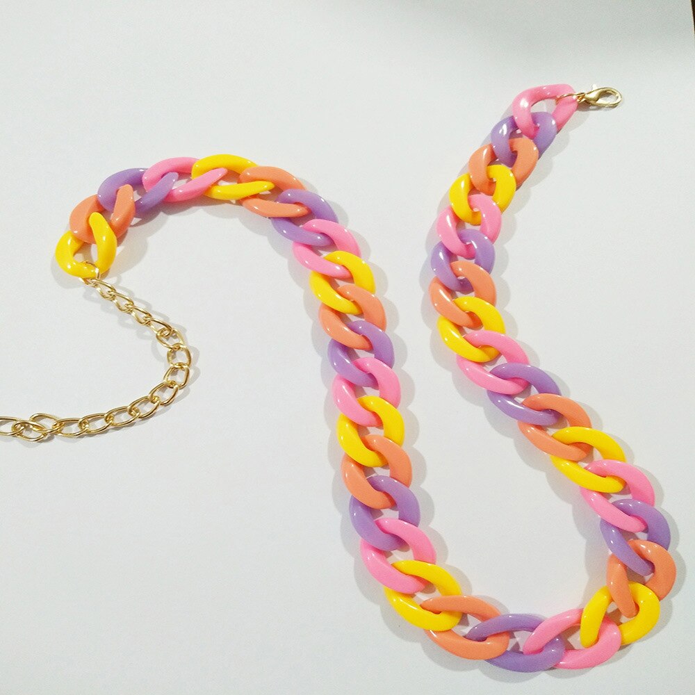 Popular Jewelry Accessories Acrylic Colorful Hip Hop Statement Unisex Choker Necklace 2021 Trend for Party Gift