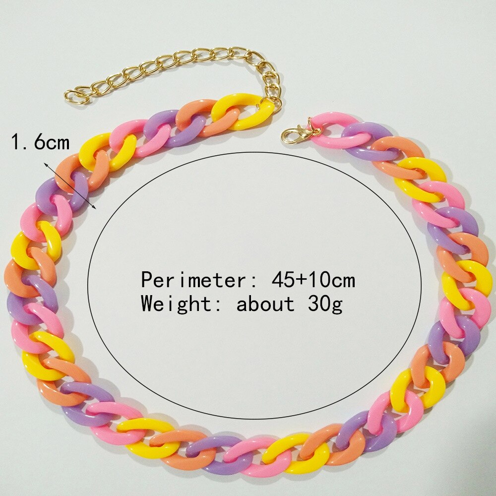 Popular Jewelry Accessories Acrylic Colorful Hip Hop Statement Unisex Choker Necklace 2021 Trend for Party Gift