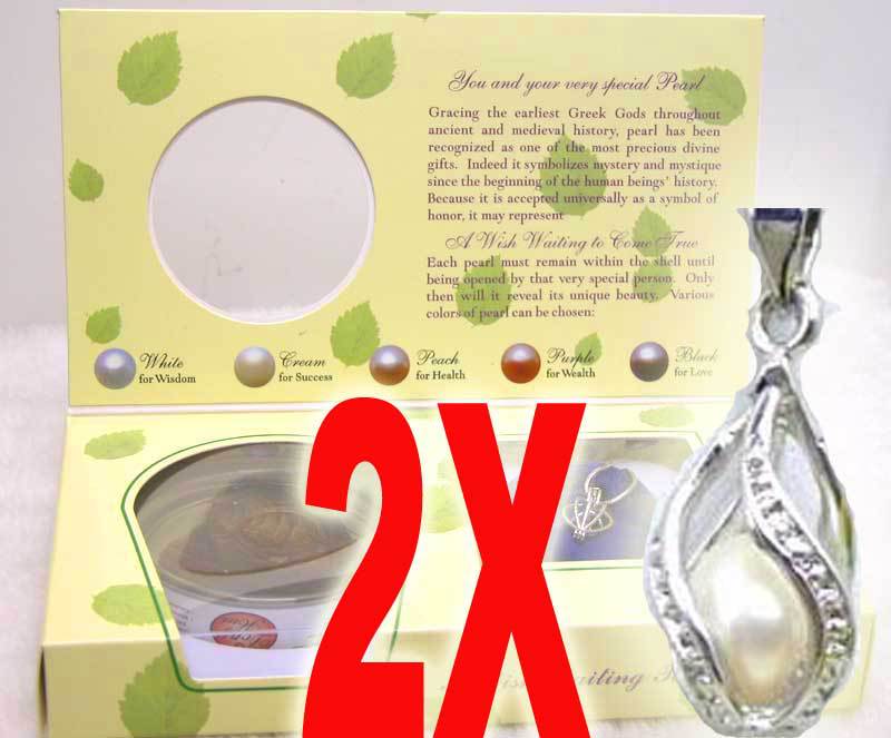 Popular  Gift  2X Boxes helix(drop) pendant Wish Pearl Necklace gift set A wish waiting come true-who120_2