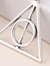 Popular Movie Harry Deathly Hallows Pendant Necklace Movie Trendy Jewelry Long Chain Triangle Necklace 3 Colors
