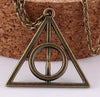 Popular Movie Harry Deathly Hallows Pendant Necklace Movie Trendy Jewelry Long Chain Triangle Necklace 3 Colors