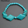 Popular Rhombus and Round Turquoise Beads Natural Stone Elastic Line Bracelet Fashion Woman Jewelry 5pc per lot