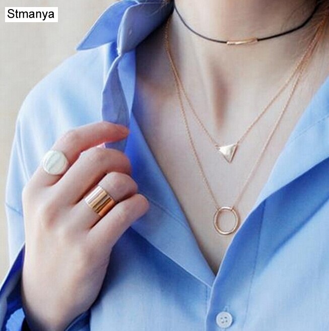 Popular Simple crystal Necklace of sweater chain necklace short Clavicle Chain Necklace paragraph trend Valentine's gift