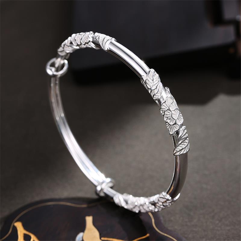 Popular brand 925 sterling silver blooming flowers bracelet Bangle for women party wedding jewelry Adjustable noble gift