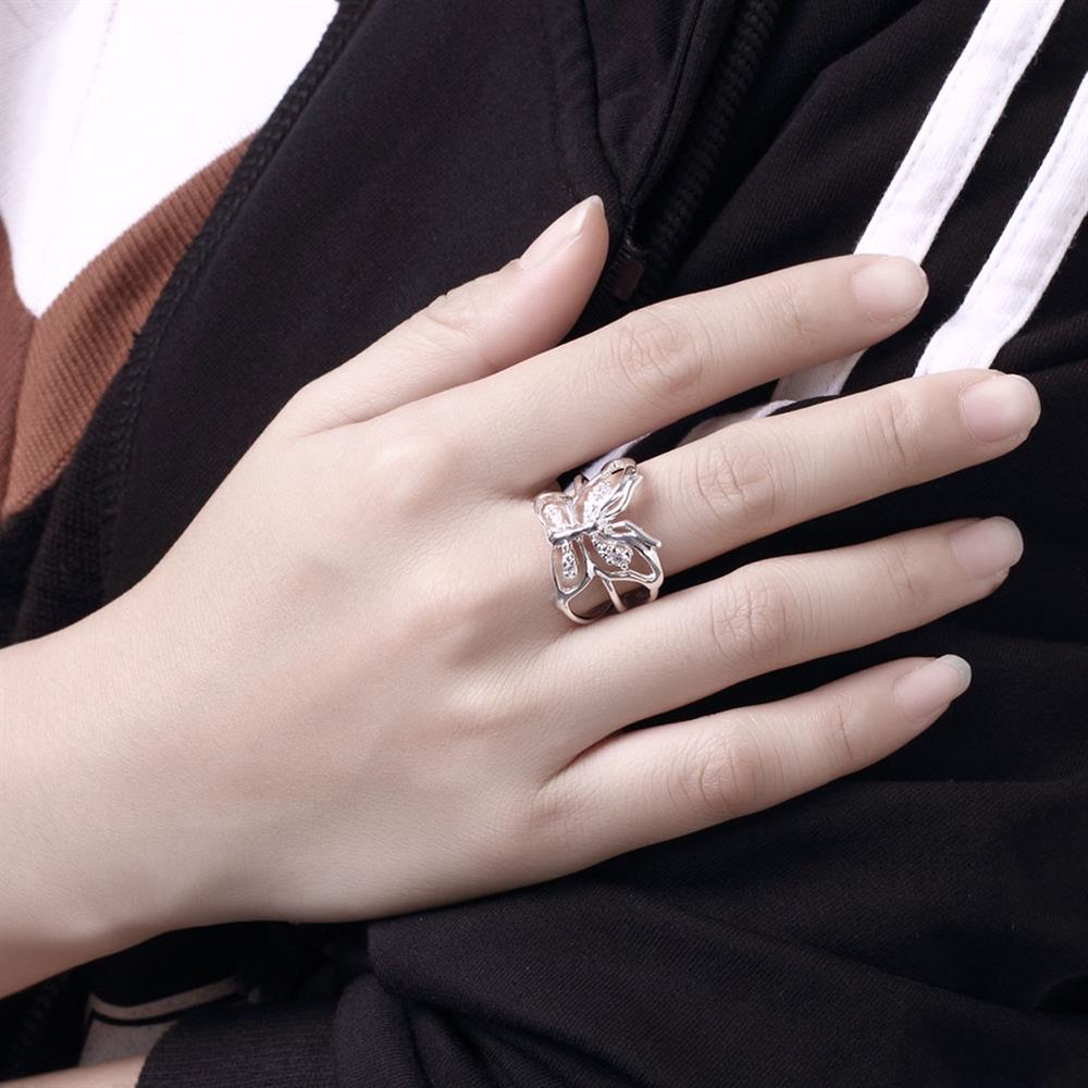 Popular brands 925 Sterling Silver Crystal butterfly Rings For Women adjustable wedding accessories Party gifts Jewelry