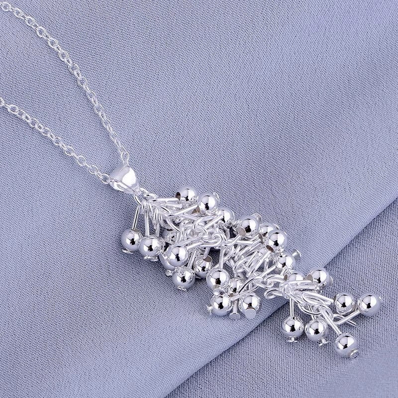 Popular brands 925 Sterling Silver Grape beads pendant earrings necklace Jewelry set for women wedding party Couple gift