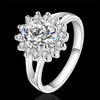 Popular brands 925 Sterling Silver crystal flower moissanite diamond Rings For Women Wedding Party Gifts Jewelry