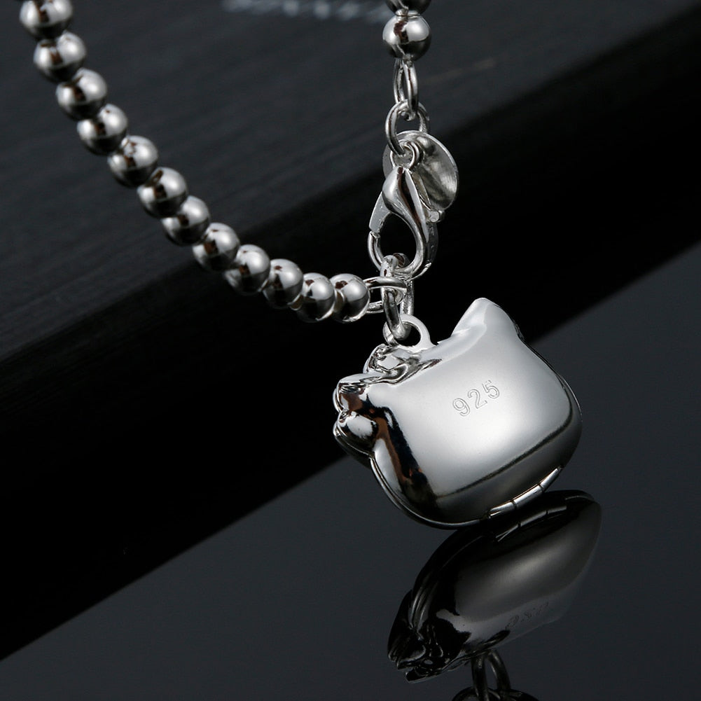 Popular brands 925 sterling Silver Kitty cat Bracelets for Women  designer Jewelry party wedding accessories gifts
