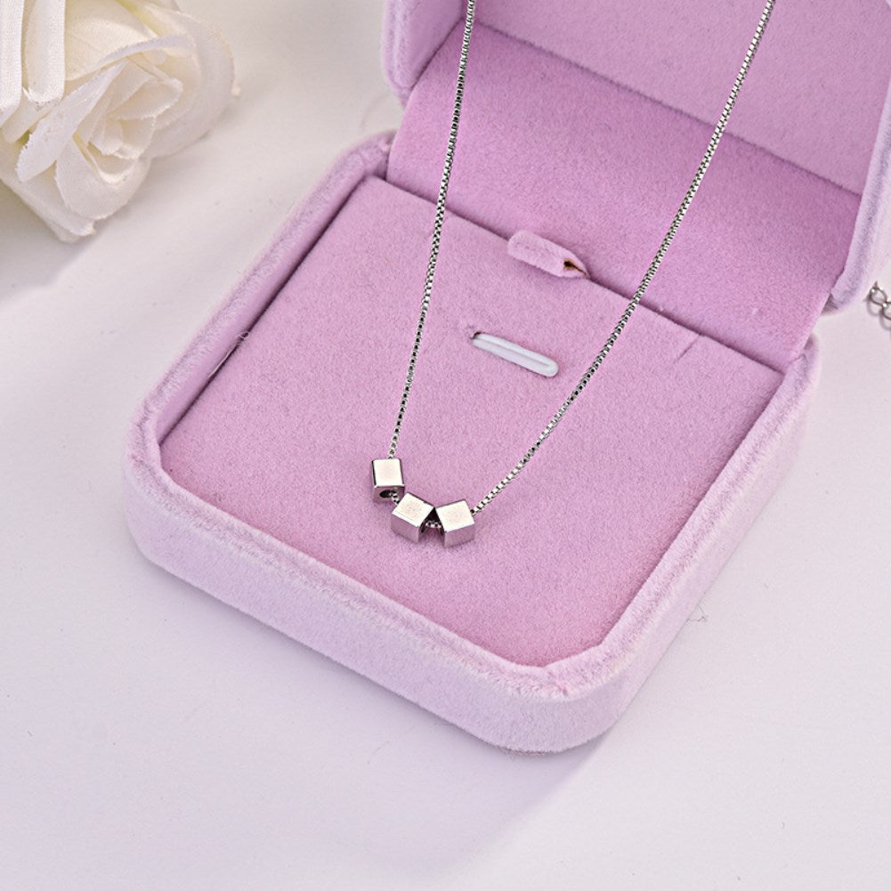 Popular brands 925 sterling Silver Pretty Square bracelet neckalce for women Party wedding accessories jewelry sets Gift