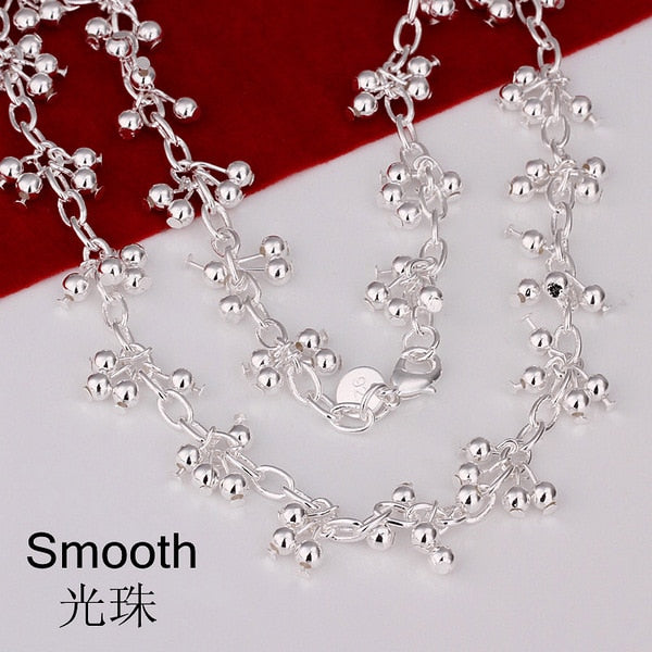 Popular brands 925 sterling Silver beads bracelets neckalce for women Party wedding accessories jewelry sets Couple gift