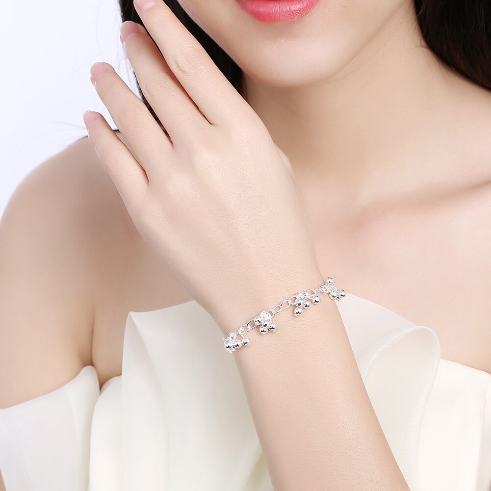 Popular brands 925 sterling Silver beads bracelets neckalce for women Party wedding accessories jewelry sets Couple gift