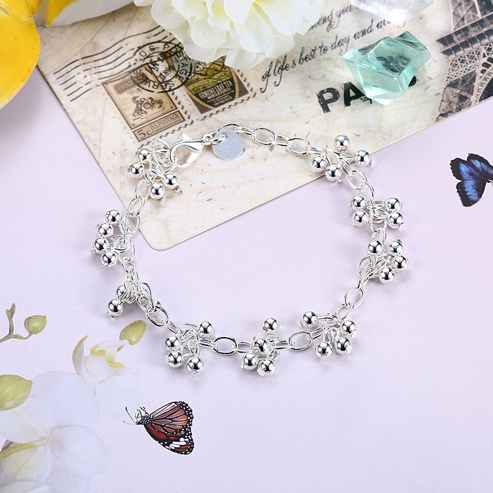 Popular brands 925 sterling Silver beads bracelets neckalce for women Party wedding accessories jewelry sets Couple gift