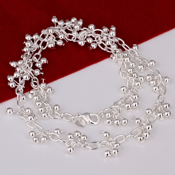 Popular brands 925 sterling Silver beads bracelets neckalce for women Party wedding accessories jewelry sets Couple gift