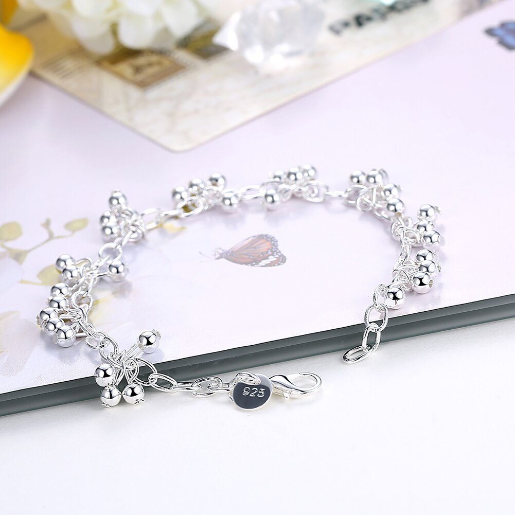 Popular brands 925 sterling Silver beads bracelets neckalce for women Party wedding accessories jewelry sets Couple gift