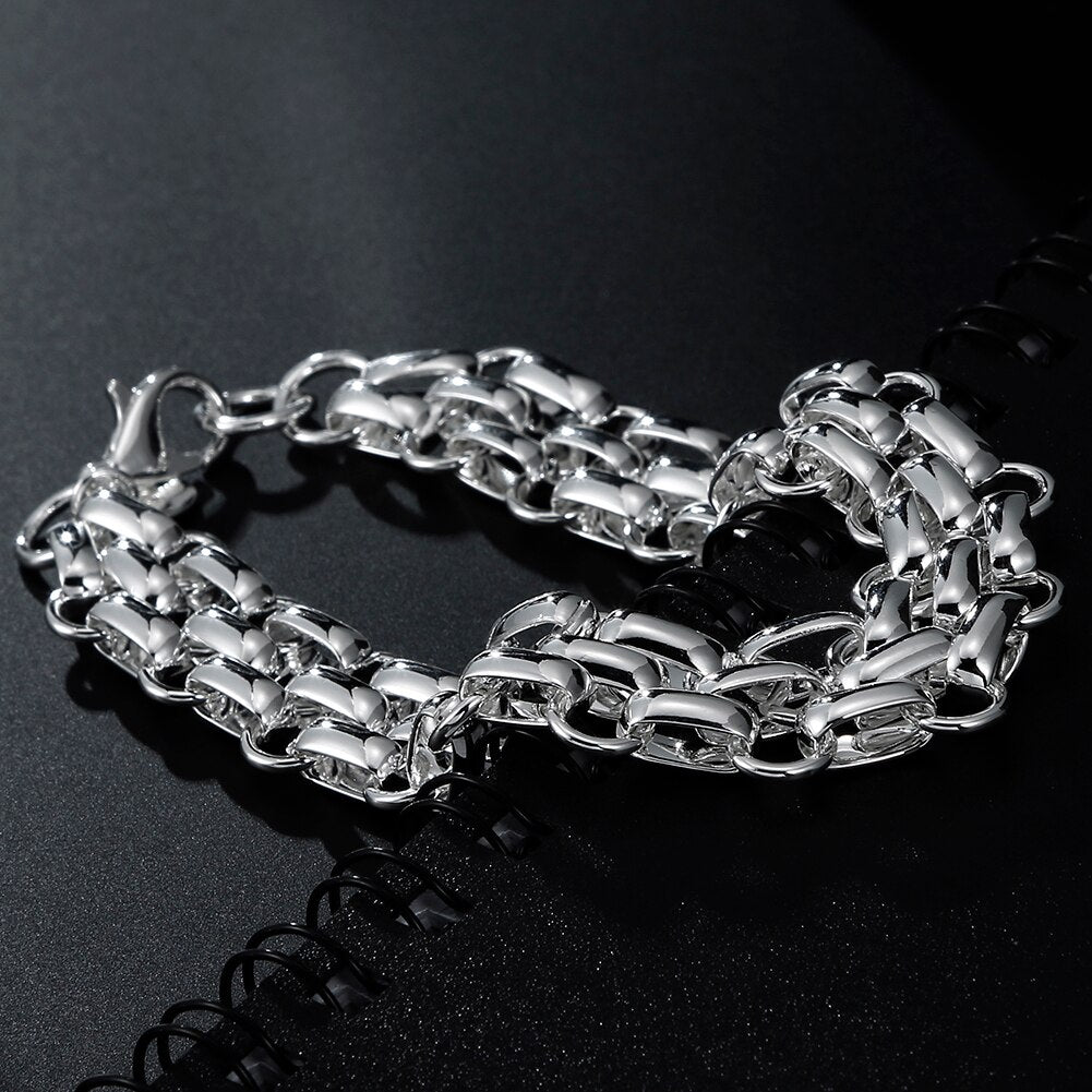 Popular brands 925 sterling silver fine geometric Bracelets for women man jewelry party wedding accessories Couple gifts