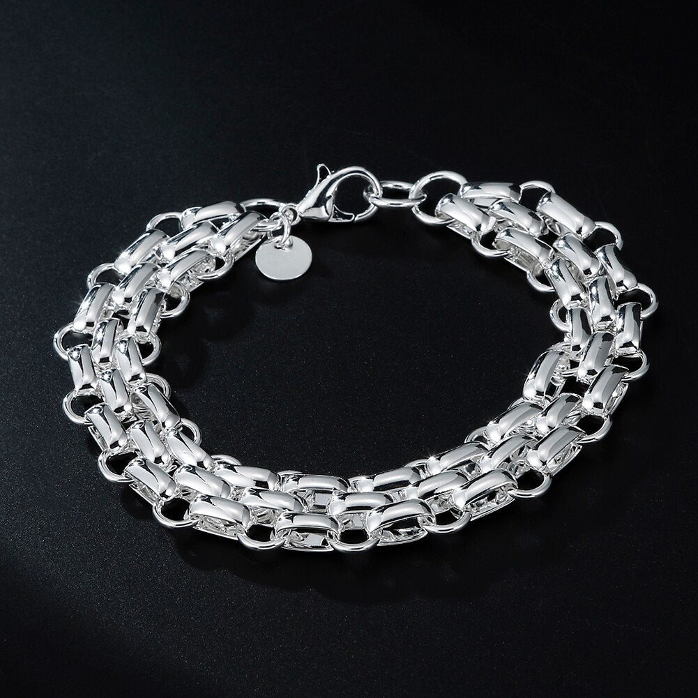 Popular brands 925 sterling silver fine geometric Bracelets for women man jewelry party wedding accessories Couple gifts