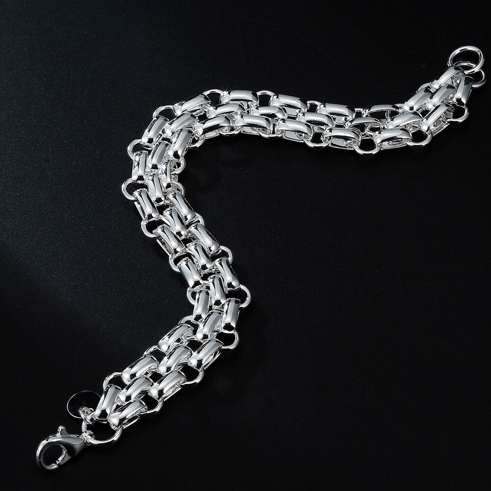 Popular brands 925 sterling silver fine geometric Bracelets for women man jewelry party wedding accessories Couple gifts