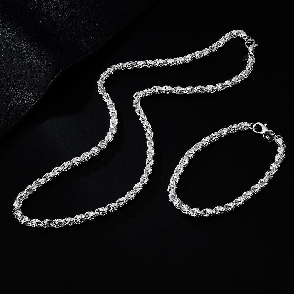 Popular brands 925 sterling silver geometry Bracelets necklaces for women party wedding accessories jewelry sets gifts