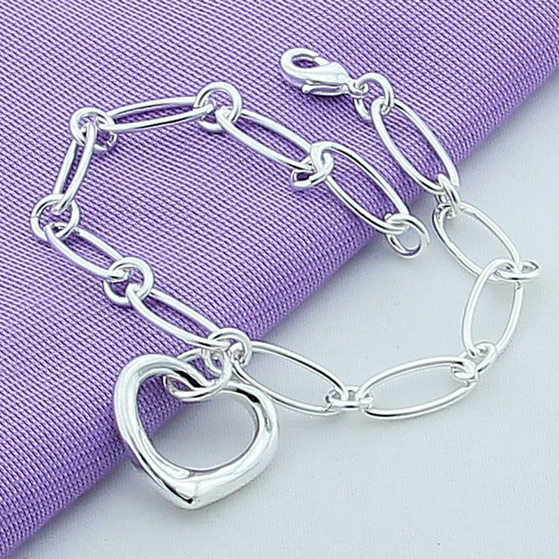 Popular brands 925 sterling silver romantic heart chain bracelets for women fine party wedding accessories gorgeous jewelry gift