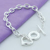 Popular brands 925 sterling silver romantic heart chain bracelets for women fine party wedding accessories gorgeous jewelry gift