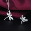 Popular brands  Women Party wedding Jewelry set 925 Sterling Silver Crystal dragonfly pendant necklace rings gifts