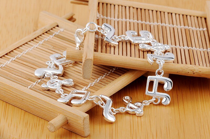Popular brands Pretty Music note 925 sterling silver Bracelets for woman fine  fine jewelry Wedding party gifts