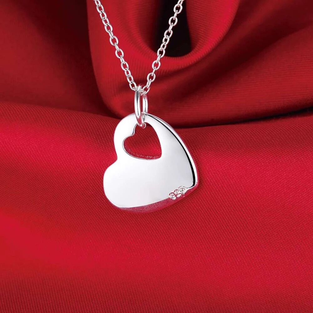 Popular brands Romantic Heart Pendant 925 Stamped Silver Necklace for Women streetwear Party Wedding Jewelry gifts